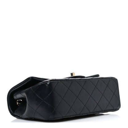 Lambskin Quilted Mini Rectangular Flap Black