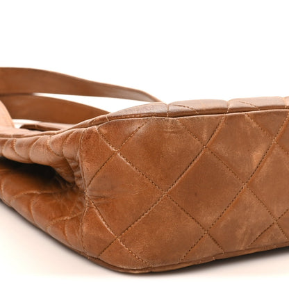 Lambskin Quilted Shoulder Bag Brown