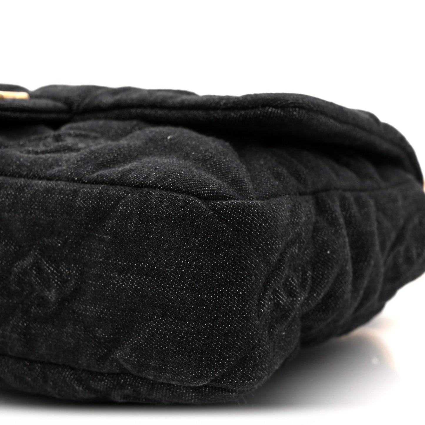 Denim Quilted Medium Funky Town Flap Black