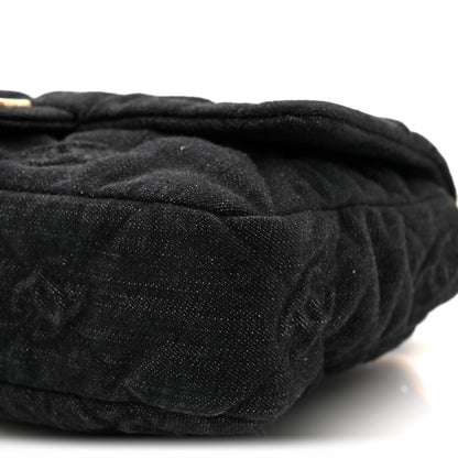 Denim Quilted Medium Funky Town Flap Black