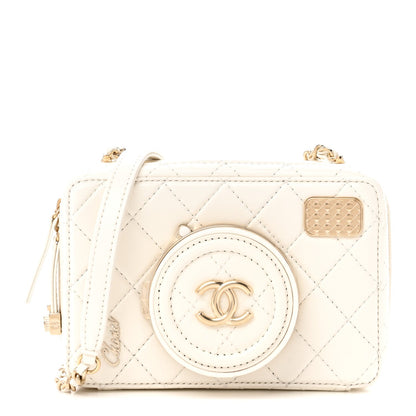 Lambskin Quilted Coco Click Bag White