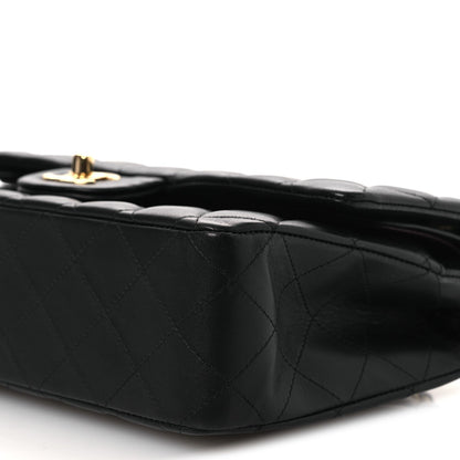 Lambskin Quilted Medium Double Flap Black