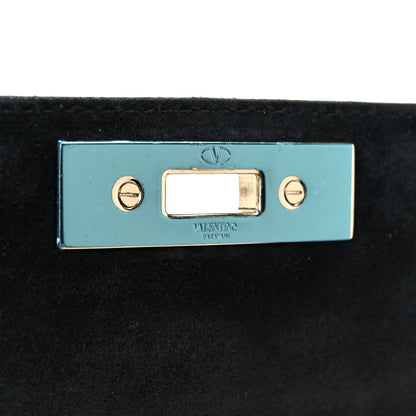 Vitello Rockstud All Over Demilune Shoulder Bag Black