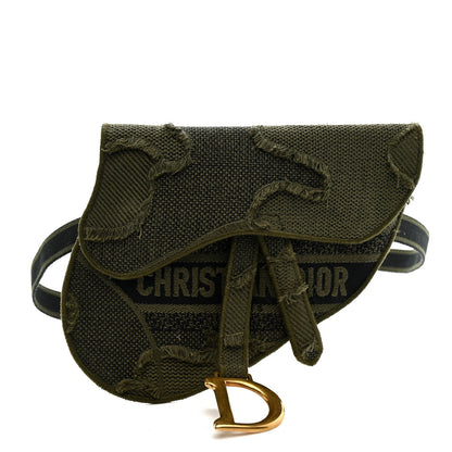 Canvas Embroidered Camouflage Saddle Belt Bag Green