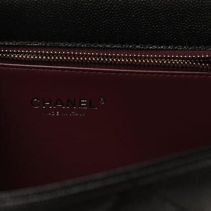 Caviar Quilted Chain Frame Flap Black