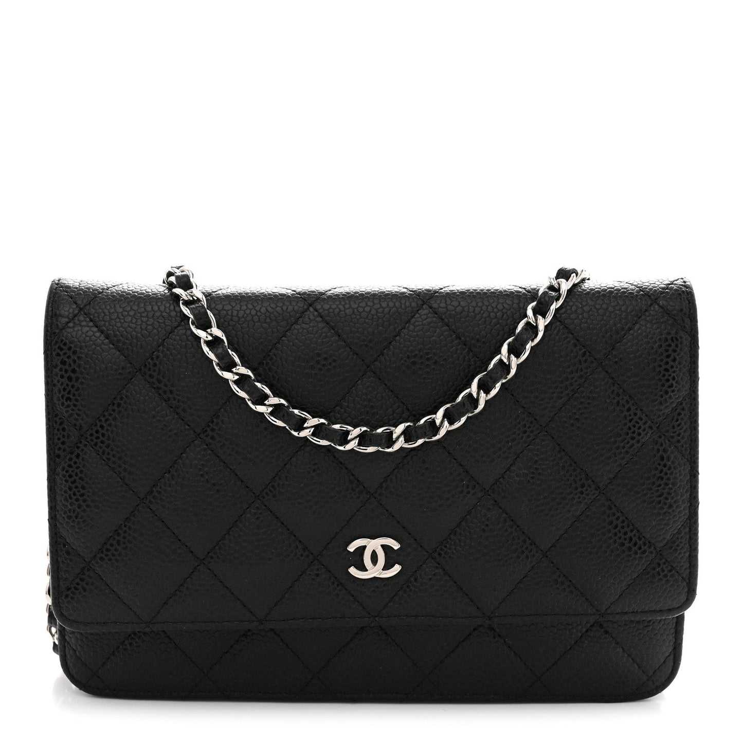 Caviar Quilted Wallet on Chain WOC Black