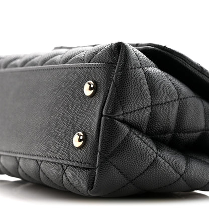 Caviar Quilted Mini Coco Handle Flap Black