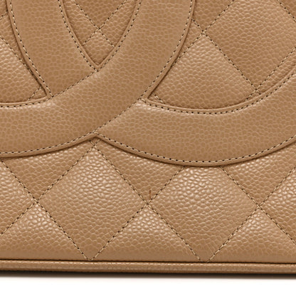 Caviar Quilted Medallion Tote Beige