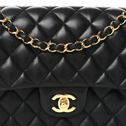 Lambskin Quilted Medium Double Flap Black