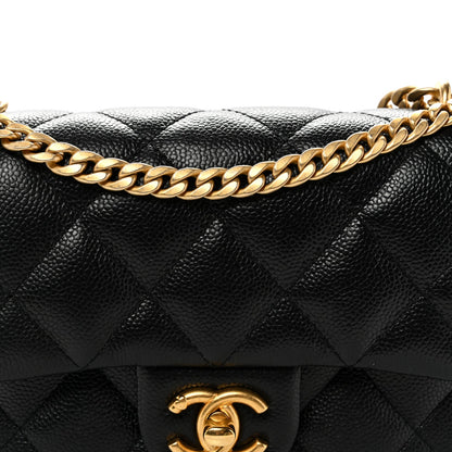 Caviar Quilted Mini Sweetheart Rectangular Flap Black