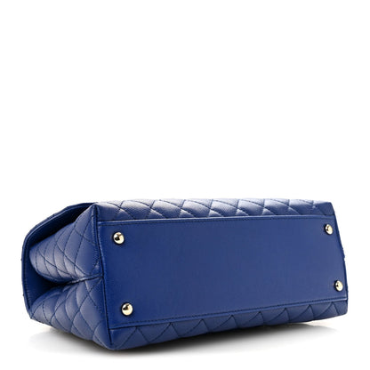 Caviar Quilted Small Coco Handle Flap Blue