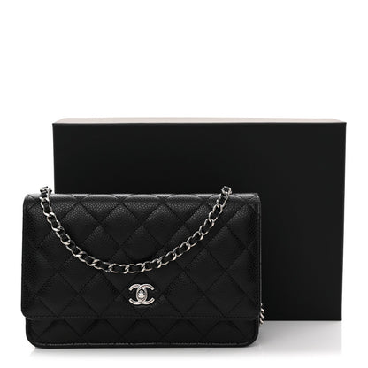 Caviar Quilted CC Turnlock Wallet On Chain WOC Black