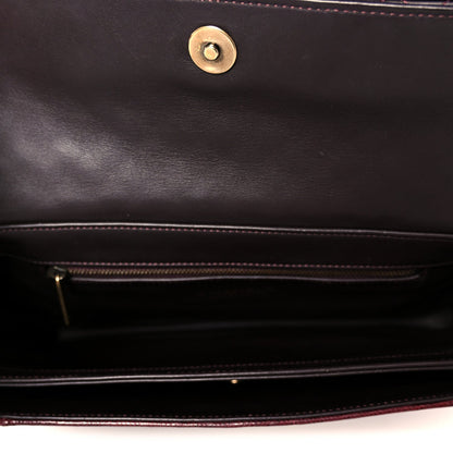 Lizard Lambskin Quilted Large Perfect Edge Flap Burgundy
