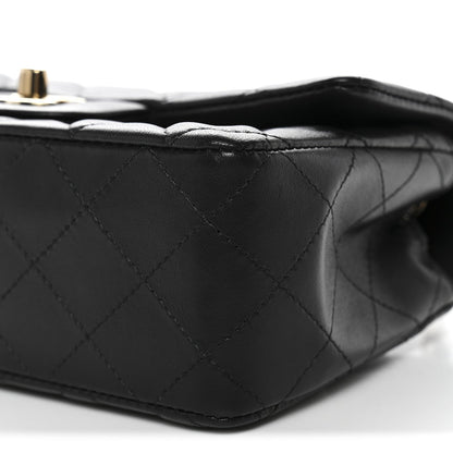 Lambskin Quilted Mini Rectangular Flap Black