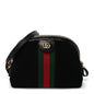 Suede Patent Web GG Small Ophidia Dome Shoulder Bag Black