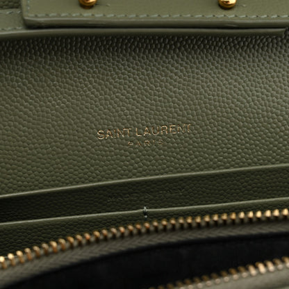 Grain De Poudre Matelasse Chevron Monogram Chain Wallet Light Sage