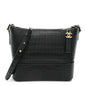 Crocodile Embossed Calfskin Medium Gabrielle Cocodile Hobo Black
