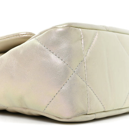 Iridescent Calfskin Quilted Medium Chanel 19 Flap White
