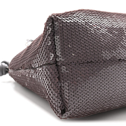 Sequin Medium Donut Chain Flamenco Knot Clutch Grey