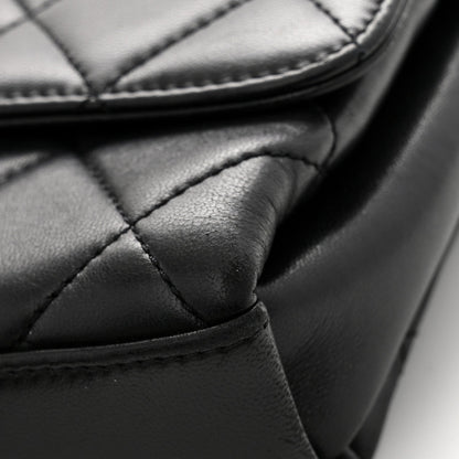 Lambskin Quilted Mini CC Crystal Logo Chain Flap Black