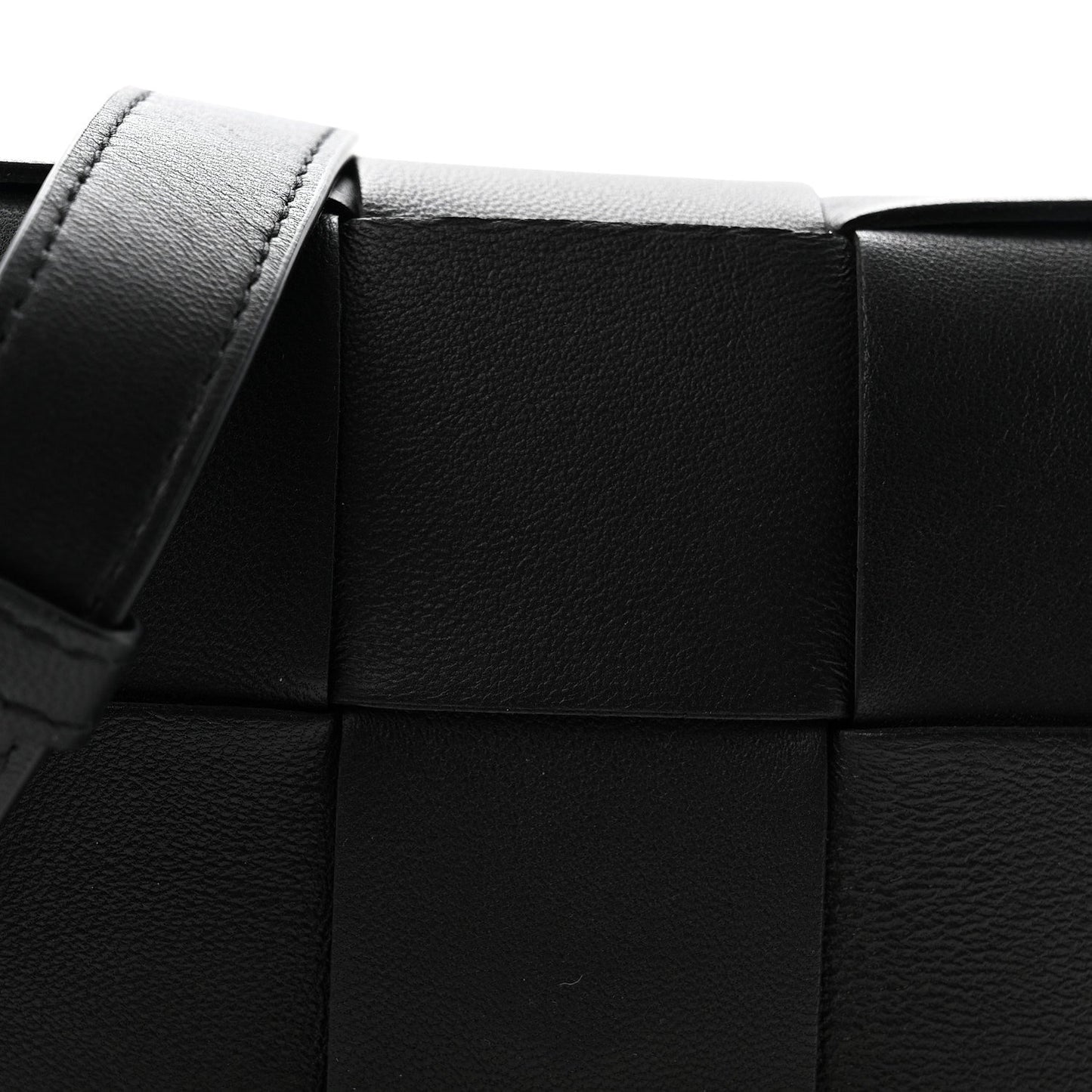 Lambskin Maxi Intrecciato Extra Mini Cassette Crossbody Bag Black