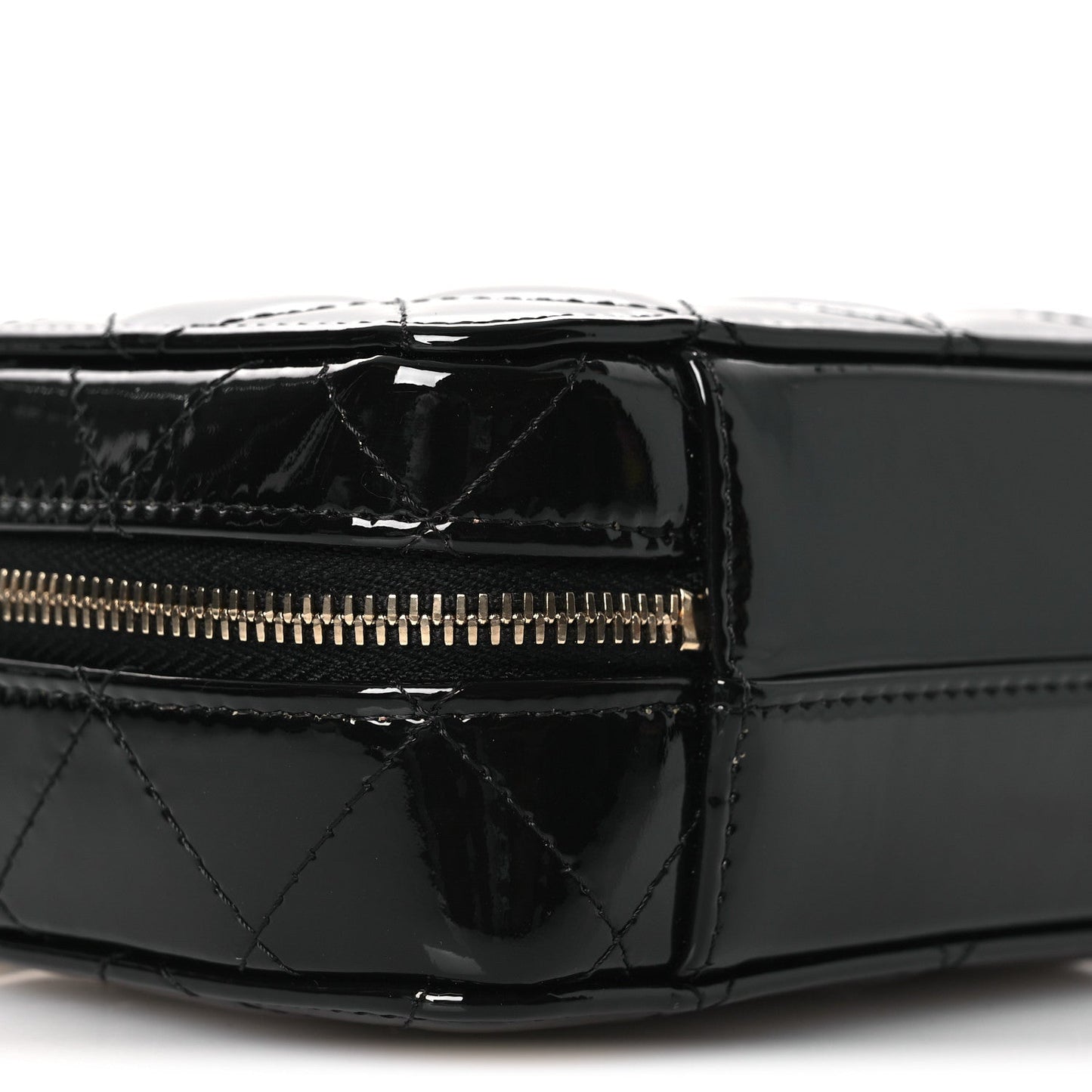 Patent Quilted Top Handle Mini Vanity Case Black