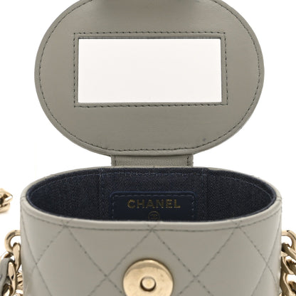 Lambskin Quilted Mini Vanity Case With Chain Grey