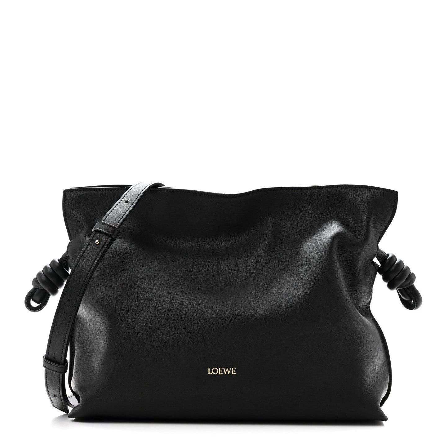 Nappa Calfskin Medium Flamenco Knot Clutch Black