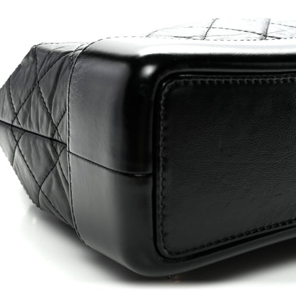 Aged Calfskin Quilted Small Gabrielle Backpack Black