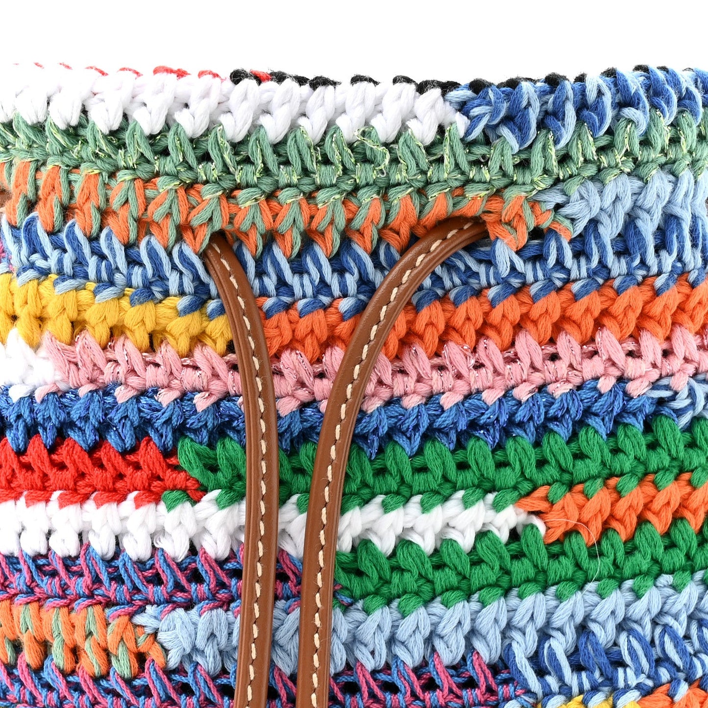 Fabric Crochet Drawstring Pouch Multicolor