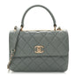 Lambskin Quilted Small Trendy CC Flap Dual Handle Bag Light Grey