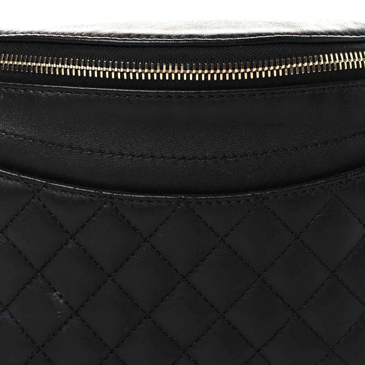 Lambskin Quilted Waist Bag Fanny Pack Black