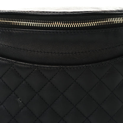 Lambskin Quilted Waist Bag Fanny Pack Black