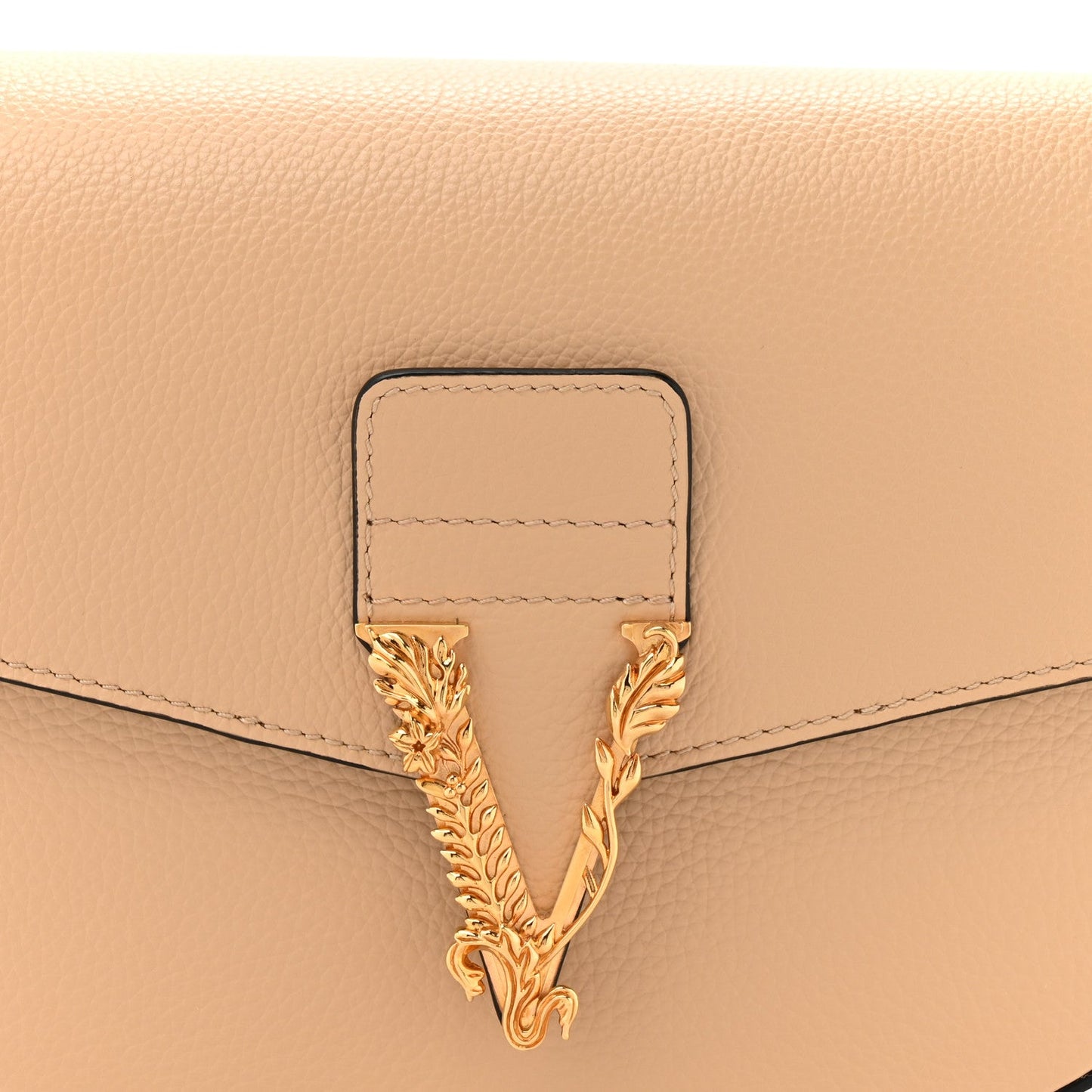 Grained Calfskin Virtus Shoulder Bag Beige