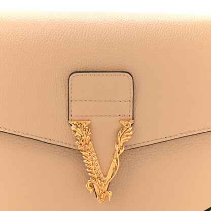 Grained Calfskin Virtus Shoulder Bag Beige