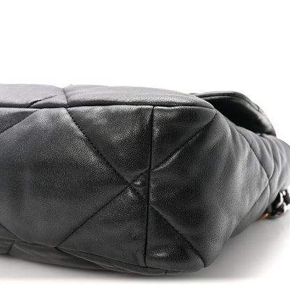 Goatskin Quilted Large Chanel 19 Flap Black