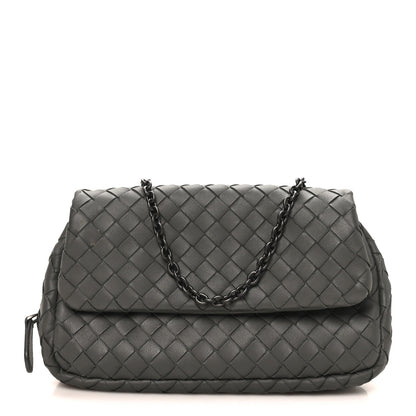 Nappa Intrecciato Small Chain Crossbody Light Grey