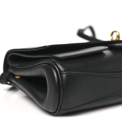 Smooth Calfskin Small Bel Air Clutch On Strap Black