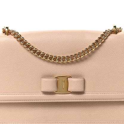 Printed Calfskin Ginny Shoulder Bag Beige