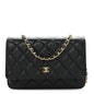 Caviar Quilted Wallet on Chain WOC Black
