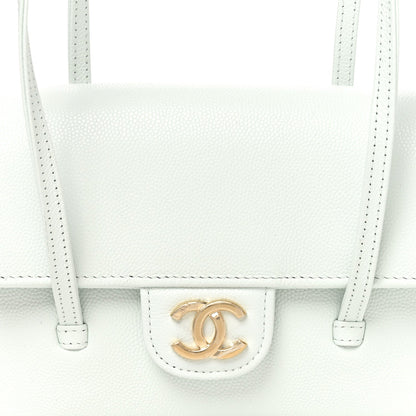 Shiny Caviar Mini Preppy Coco Shoulder Bag Light Blue