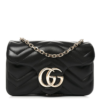 Lambskin Matelasse Mini GG Marmont Shoulder Bag Black