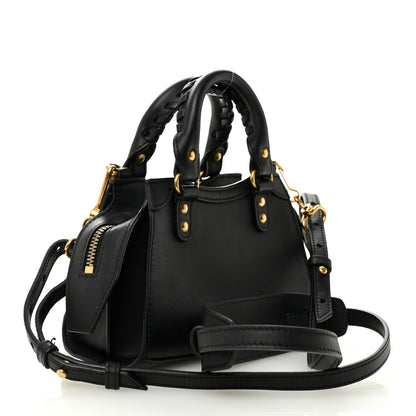 Smooth Calfskin Neo Classic Brass Hardware Nano City Crossbody Black