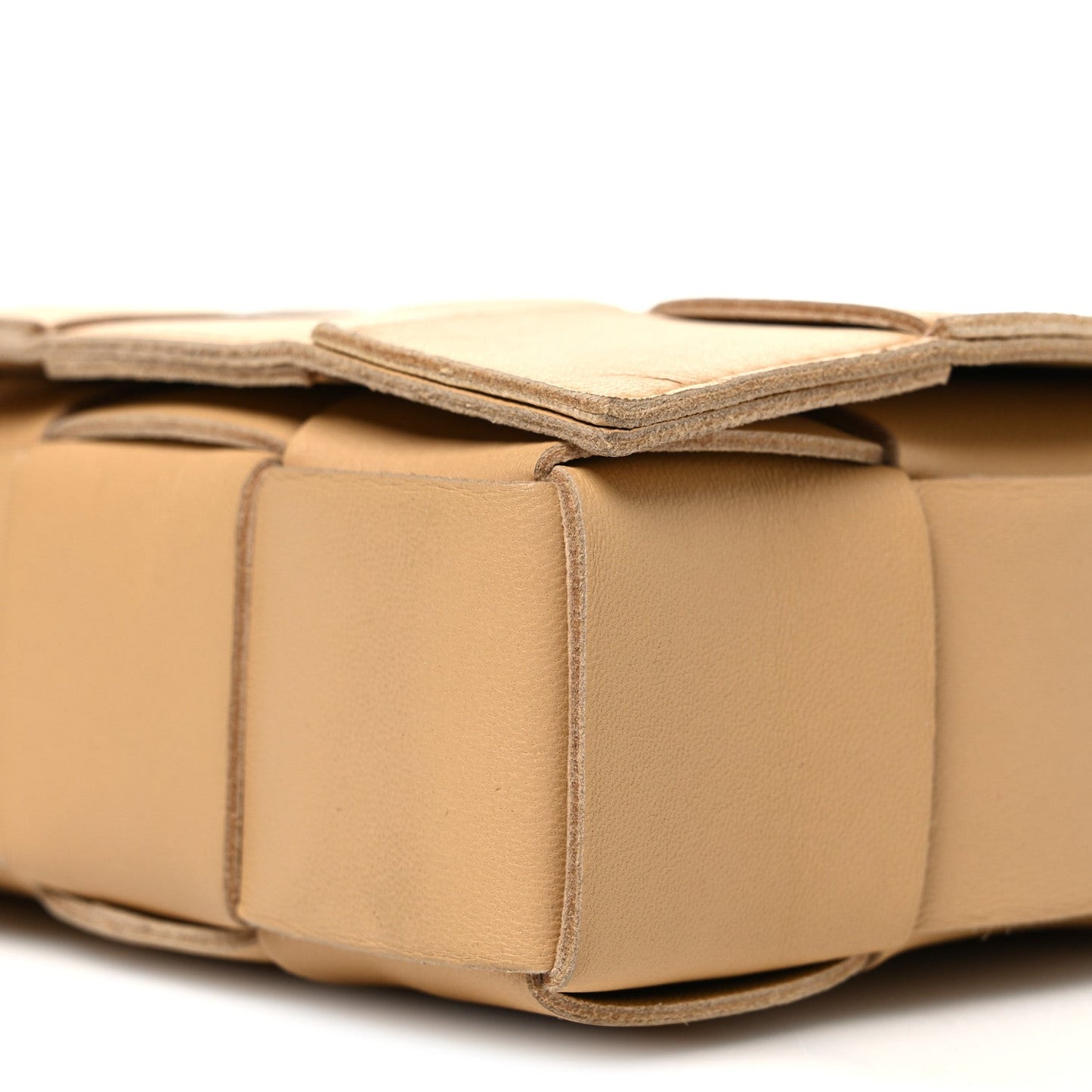 Lambskin Maxi Intrecciato Cassette Crossbody Bag Almond