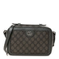 GG Supreme Monogram Textured Dollar Calfskin Small Ophidia Top Handle Shoulder Bag  Grey Black Graphite Grey