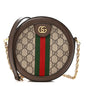 GG Supreme Monogram Web Mini Ophidia Round Shoulder Bag Brown