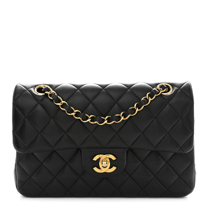 Lambskin Quilted Small Double Flap Black