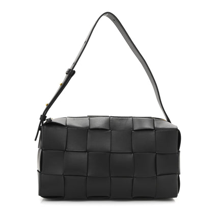 Lambskin Maxi Intrecciato Brick Cassette Bag Black
