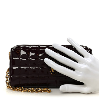 Patent Calfskin Carre Quilted Cassandre Pouch On Chain Purple