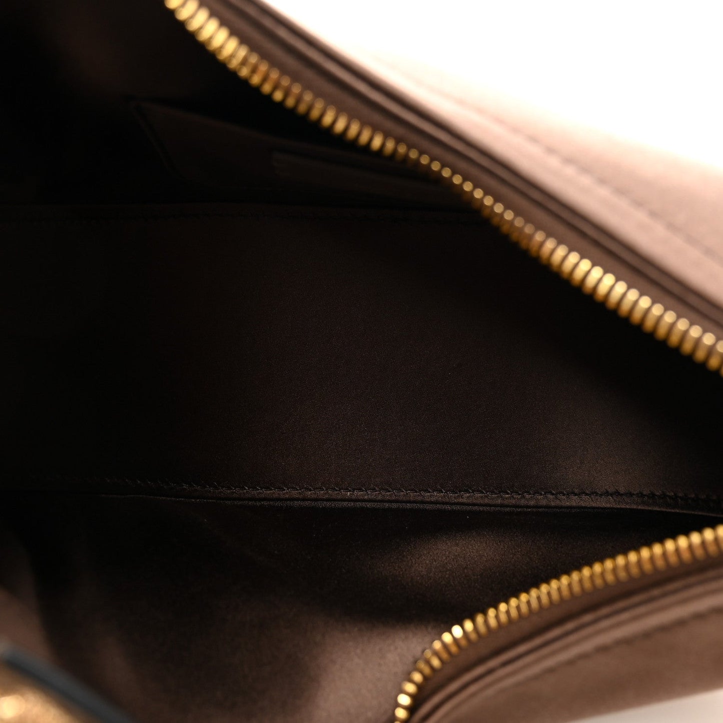 Satin Crystal Mini Vlogo Moon Bag Brown